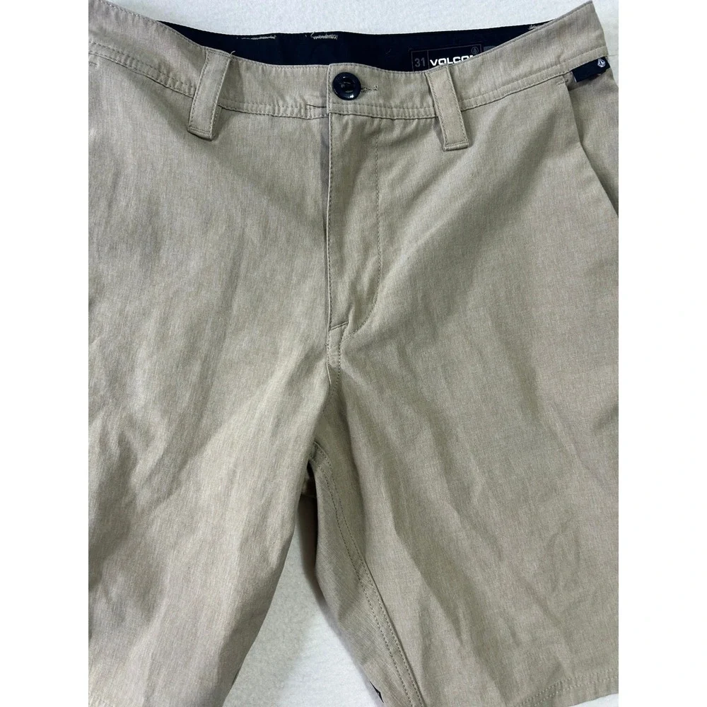 Volcom Mens Hybrid Shorts Khaki Tan Heathered Chino Boardshorts Size 31